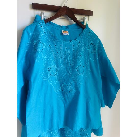 Vintage 90s Womens Cotton Skirt + Top Set Ethnic boho Vacation Size M/L Fit - Picture 5 of 10